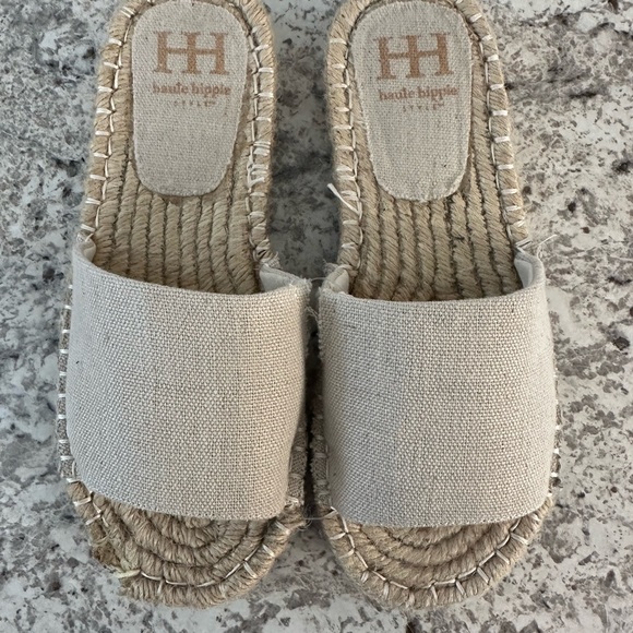 Haute Hippie Shoes - Haute Hippie Linen color Woven Slide Sandals